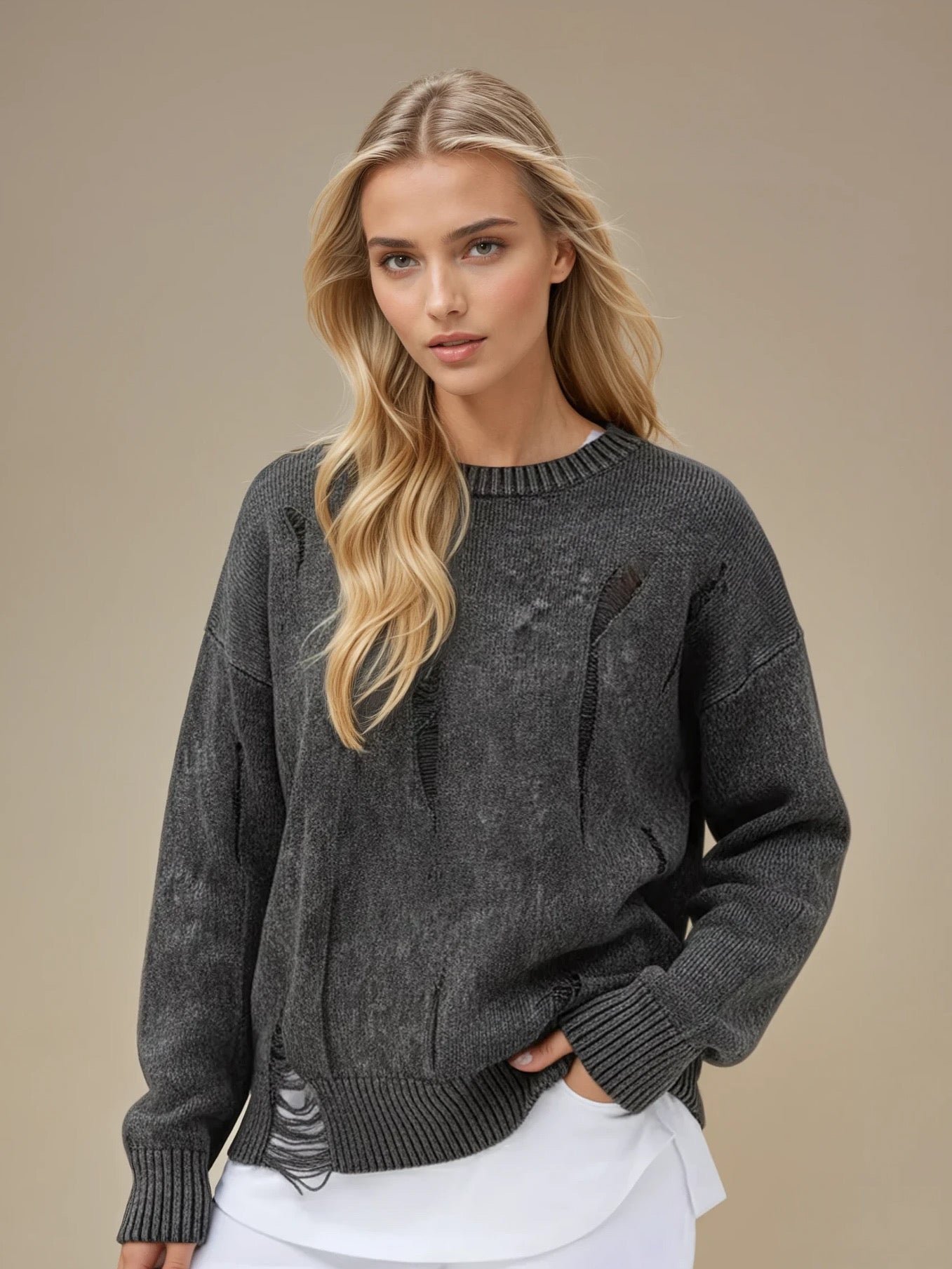 Grey washed sweater